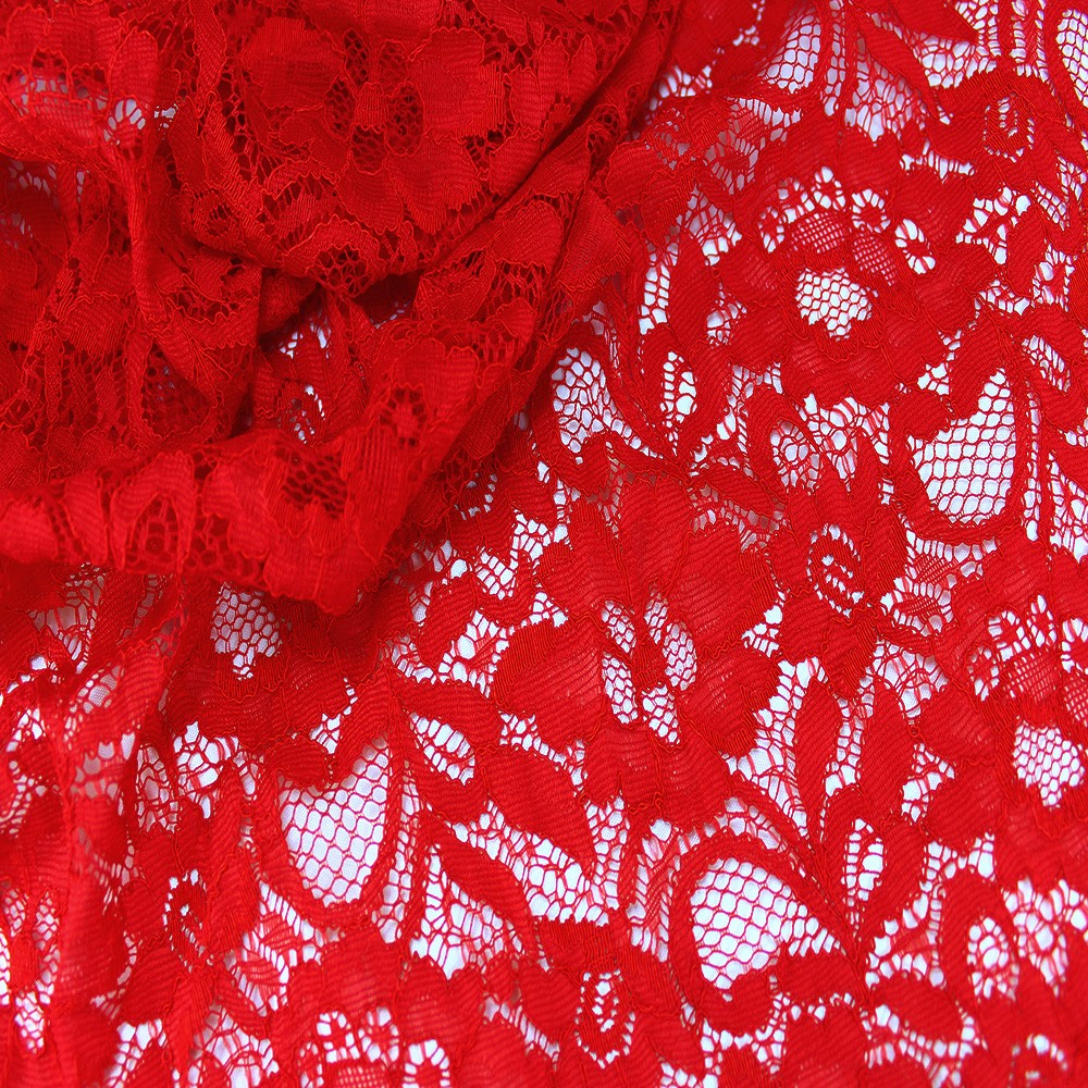 Floral Corded Lace Red