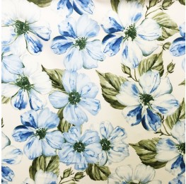 Chiffon Twill Blue Floral Print