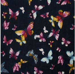Hi Multi Chiffon Butterfly Print Navy