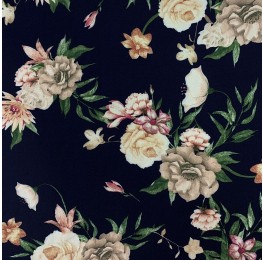 Spun Viscose Navy Floral Print