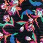 Powder Touch Stripe Print Black Ground Floral