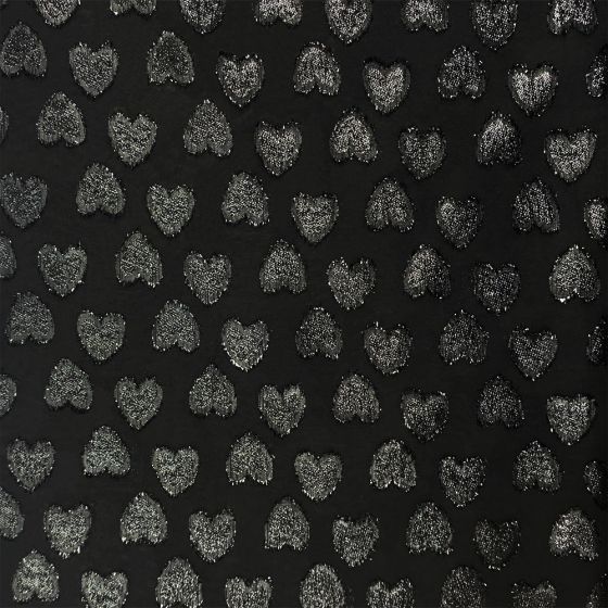 Chiffon With Lurex Heart Design Black