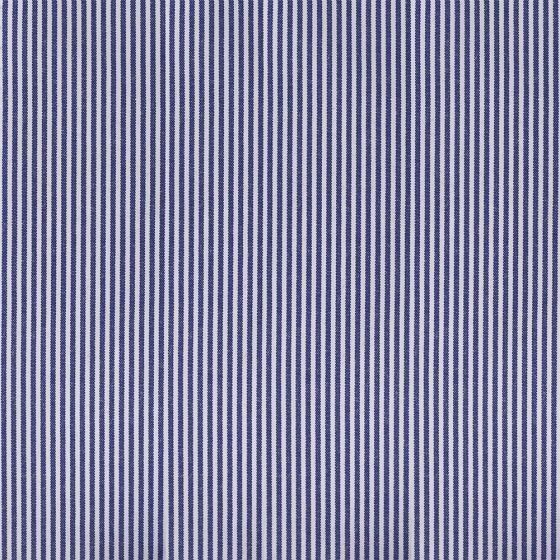 Cotton Poplin Narrow Stripe Denim Blue