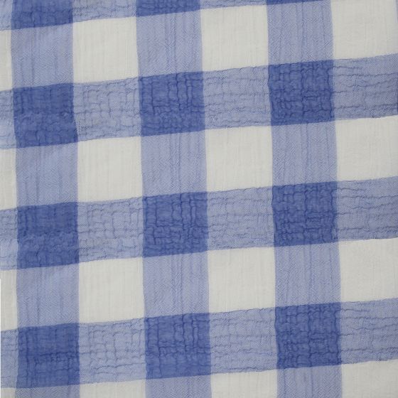 Large Check Chiffon Yoryu Blue White