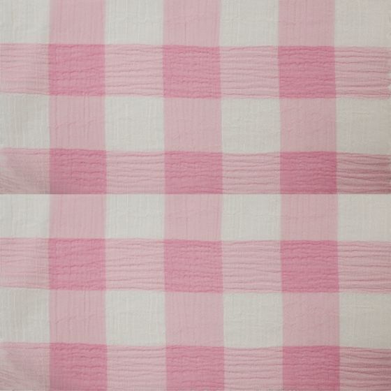 Large Check Chiffon Yoryu Pink White