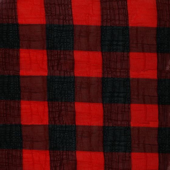 Large Check Chiffon Yoryu Red Black