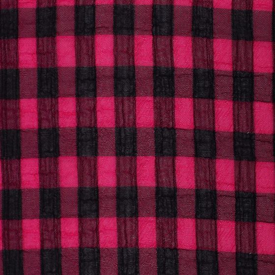 Medium Check Chiffon Yoryu Cerise Black