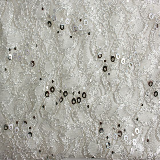 Sequin Lace Cream Silver