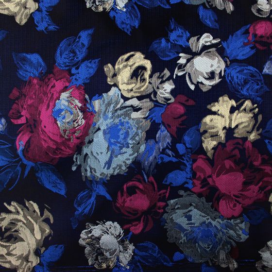 Multi Satin Jacquard Navy Ground