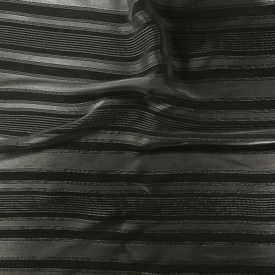 Chiffon With Satin Stripe and Lurex SM-2456 Black