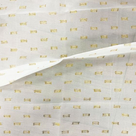 Chiffon With Lurex Squares SM-3937 Ivory with Gold Lurex