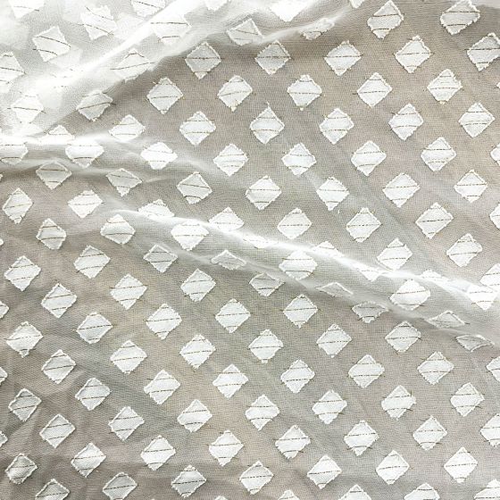 Chiffon Diamond Jacquard With Gold Lurex Ivory