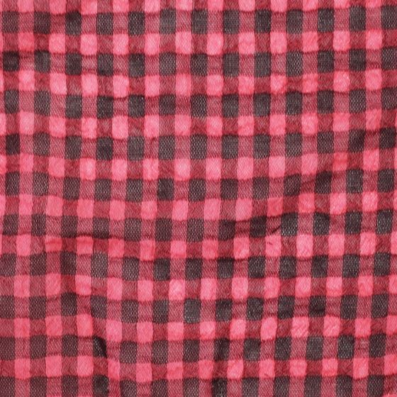 Small Check Chiffon Yoryu Coral Black