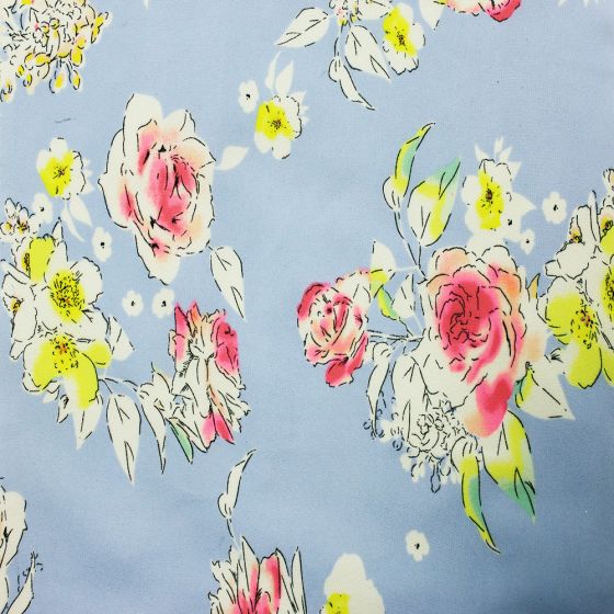 Superior Georgette Sky Blue Multi Floral Print