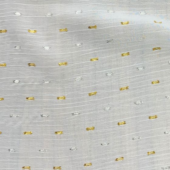 Yoryu Chiffon With Lurex YR8221 - Ivory Silver & Gold Lurex